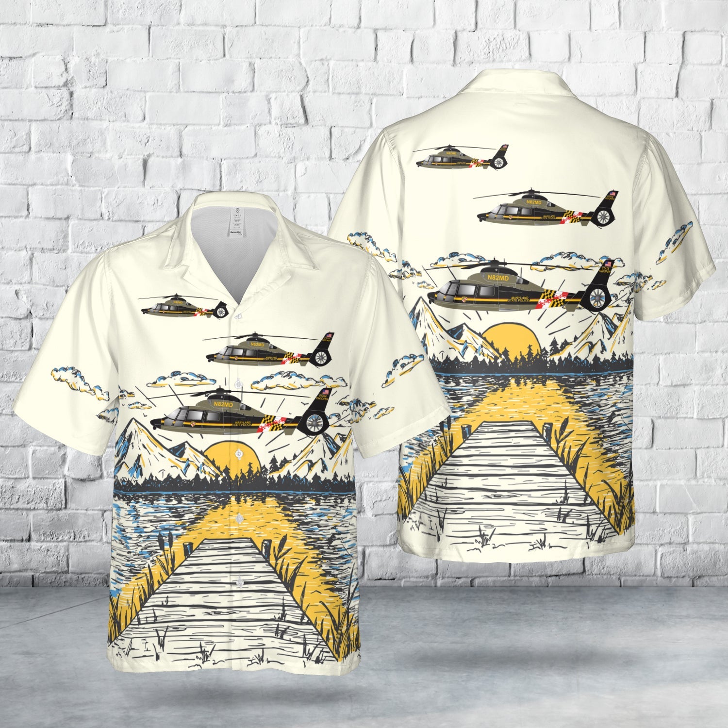 Maryland State Police Helicopter Hawaiian Shirt