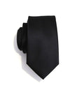 Mens Tie Black Skinny Silk Necktie With Matching Pocket Square Handkerchief Option