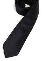 Mens Tie Black Skinny Silk Necktie With Matching Pocket Square Handkerchief Option