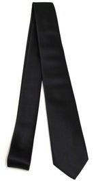 Mens Tie Black Skinny Silk Necktie With Matching Pocket Square Handkerchief Option