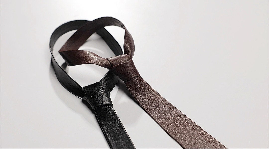 Genuine Leather Skinny Necktie: Vintage Style, Gift For Men/women