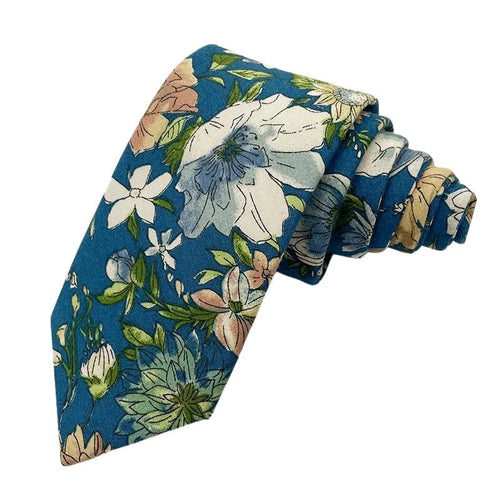 Blue Floral Skinny Tie 2.36" (senia)
