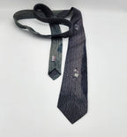 Vintage Silk Skinny Necktie    Gray Textured     Mad Men Style