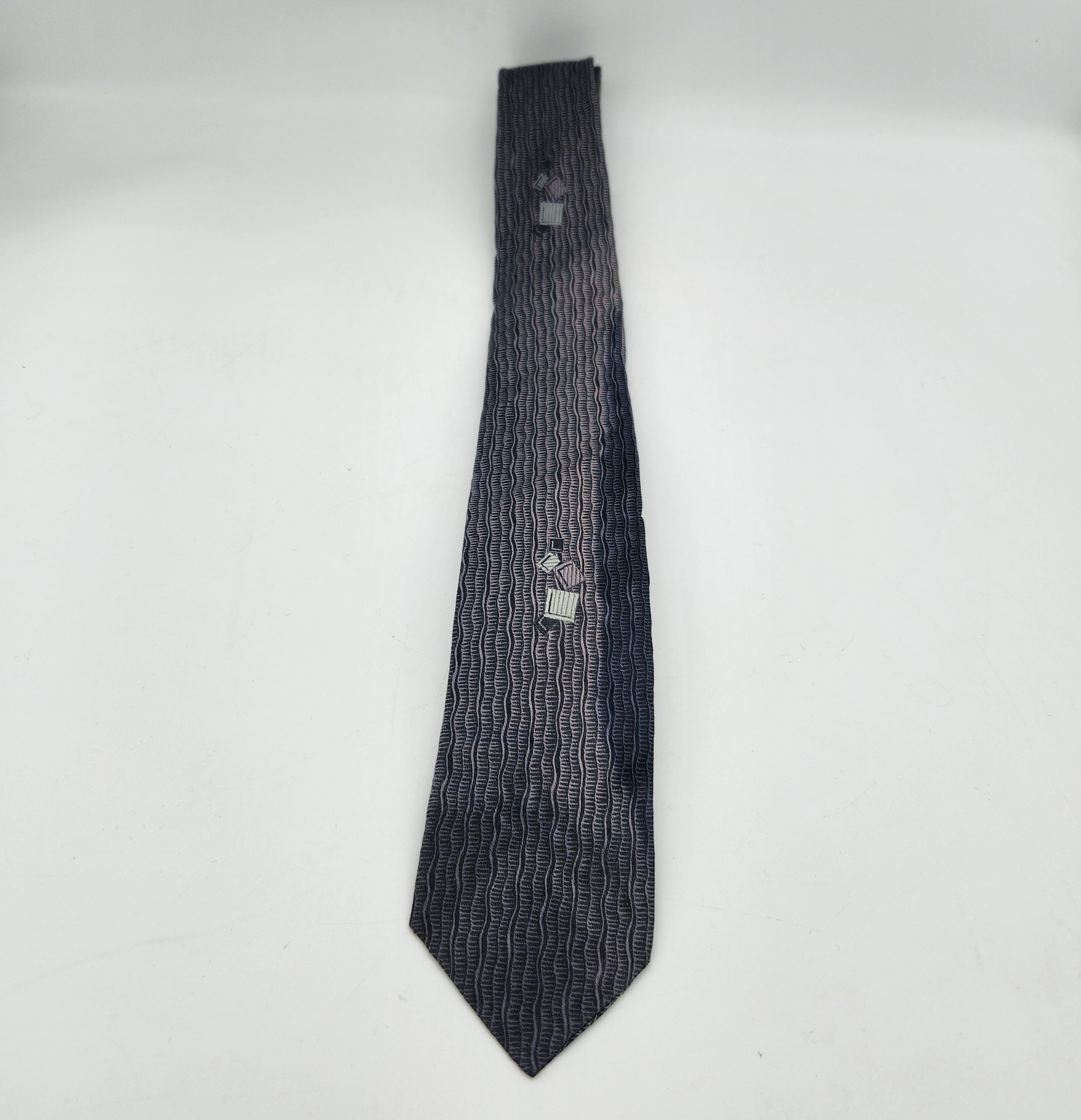 Vintage Silk Skinny Necktie    Gray Textured     Mad Men Style
