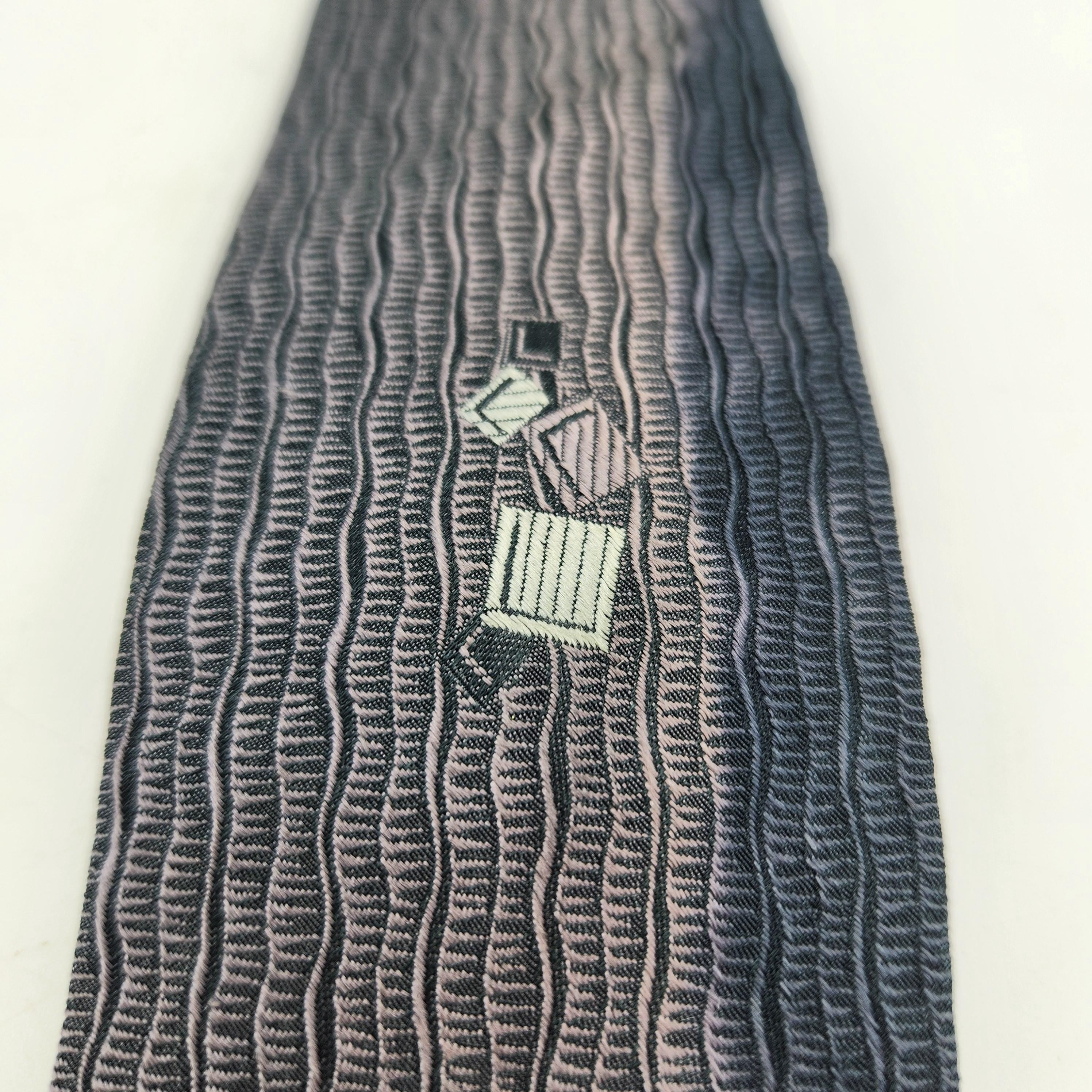 Vintage Silk Skinny Necktie    Gray Textured     Mad Men Style