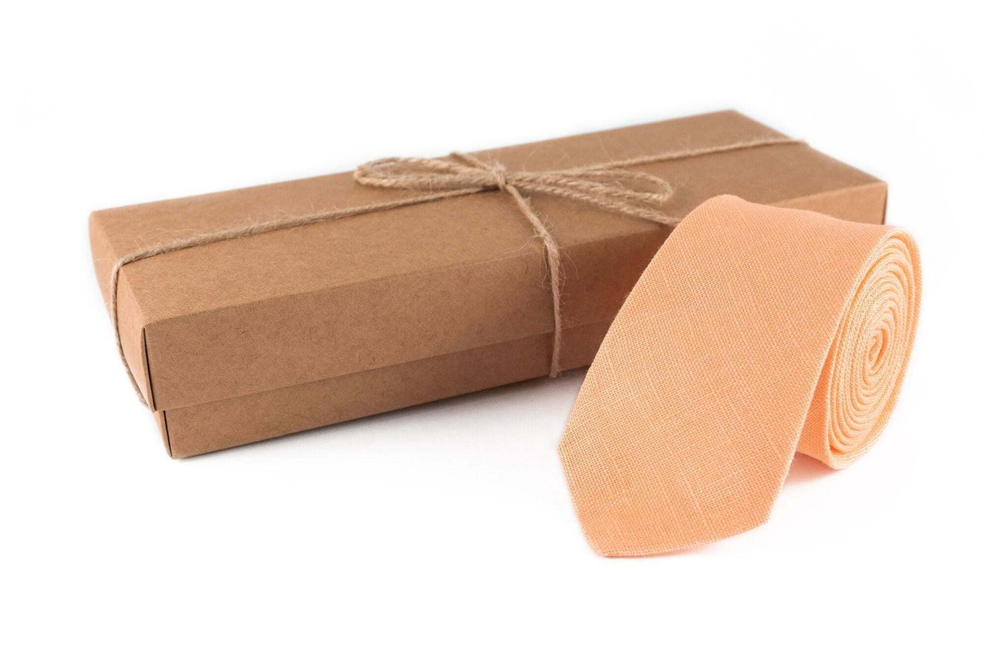 Peach Linen Skinny/slim Tie - Handmade Men's Necktie