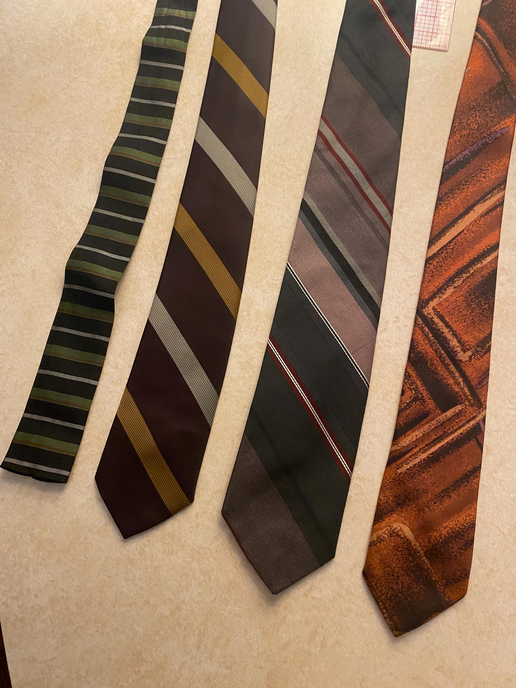Set Of 4 Vintage 1950s 1960s Skinny Striped Patterned Neck Ties