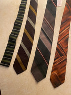 Set Of 4 Vintage 1950s 1960s Skinny Striped Patterned Neck Ties