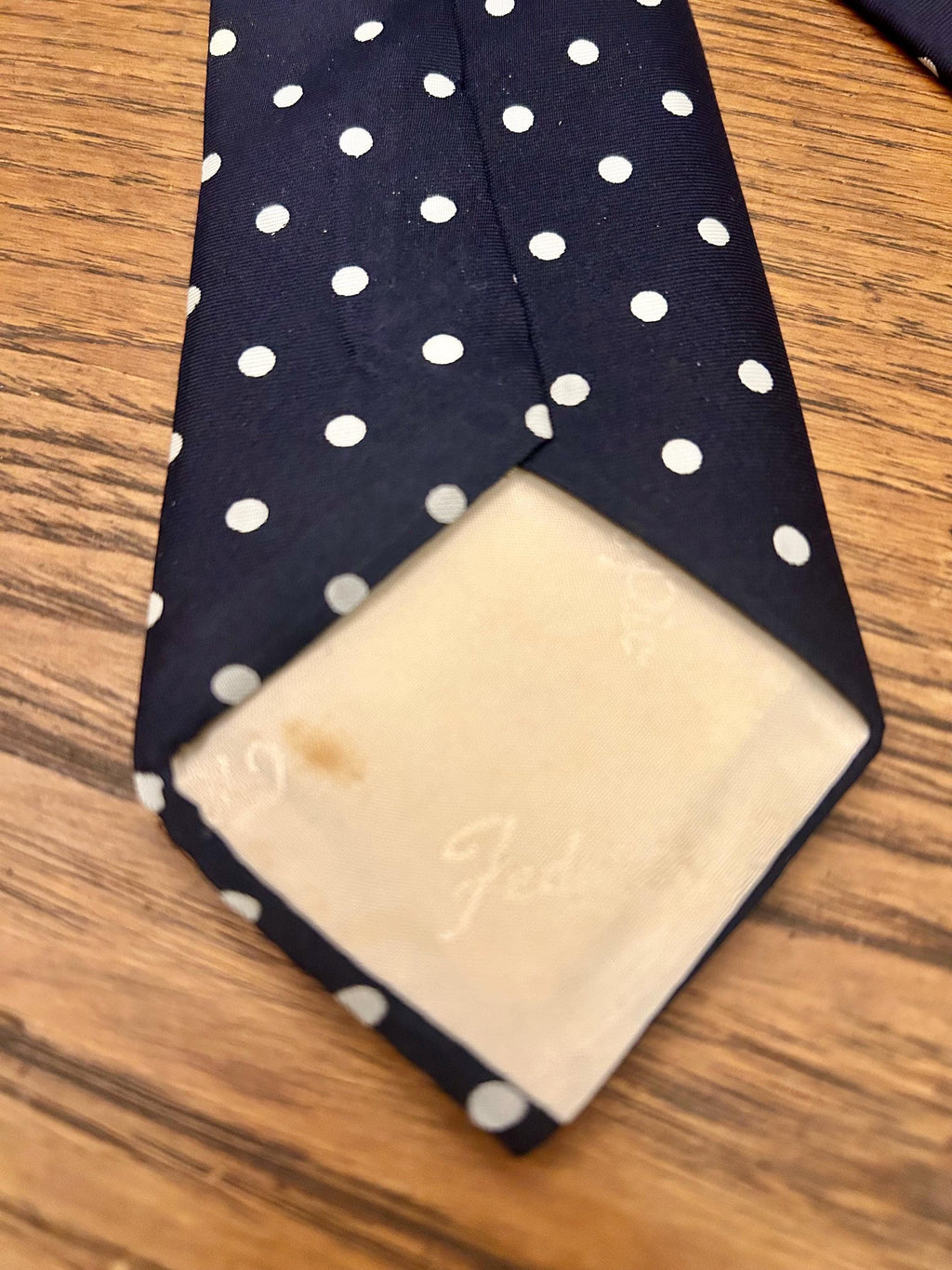 Vintage Italian Silk Polka Dot Tie – Federico Dio Navy Slim 3in