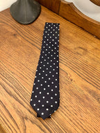 Vintage Italian Silk Polka Dot Tie – Federico Dio Navy Slim 3in