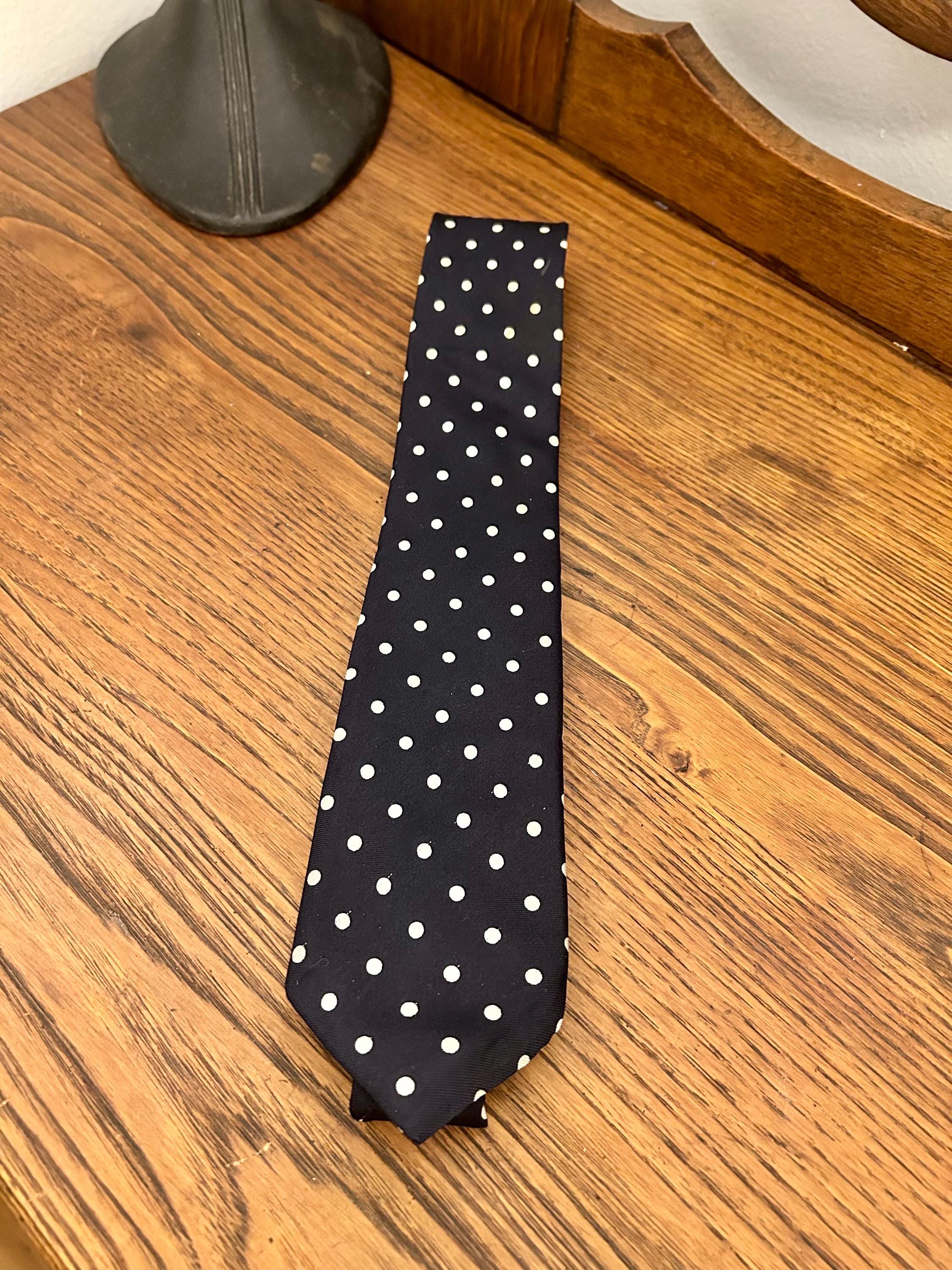 Vintage Italian Silk Polka Dot Tie – Federico Dio Navy Slim 3in