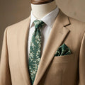 Dark Green Floral Skinny Tie: Rustic Wedding Groomsmen Gift