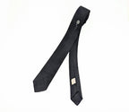 1950s Skinny Black Necktie By Regal | Vintage Slim Tie Atomic Starburst | Retro Rockabilly Men's Tie Mad Men Style