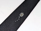 1950s Skinny Black Necktie By Regal | Vintage Slim Tie Atomic Starburst | Retro Rockabilly Men's Tie Mad Men Style