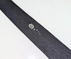 1950s Skinny Black Necktie By Regal | Vintage Slim Tie Atomic Starburst | Retro Rockabilly Men's Tie Mad Men Style