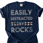 Easily Distracted By Rocks Shirt, Geology Mineral Stone Pattern Tee, Rock Collector Humor T-Shirt, Rockhound Earth Science Lover Gift
