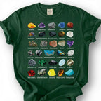 Mineral Collection Chart Shirt, Rock Types Identification Guide Tee, Geology Gemstone Crystal T-Shirt, Rockhound Earth Science Lover Gift