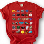 Mineral Collection Chart Shirt, Rock Types Identification Guide Tee, Geology Gemstone Crystal T-Shirt, Rockhound Earth Science Lover Gift
