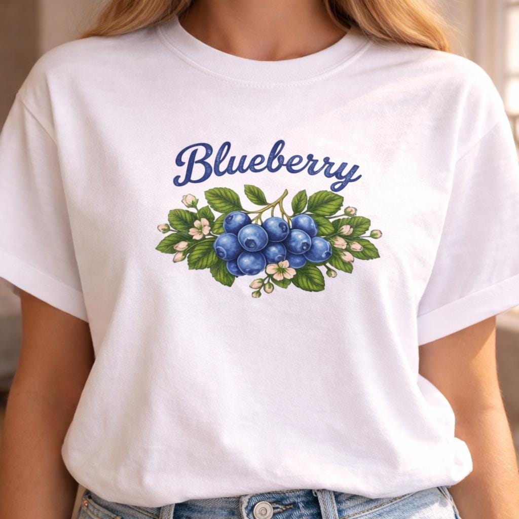 Blueberry Shirt Vintage Botanical Tee, Retro Fruit Graphic T-Shirt, Cute Summer Blueberry Tee, Cottagecore Aesthetic Gift for Women