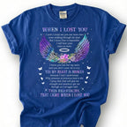 Broken Heart When I Lost You Shirt, Colorful Angel Wing Memorial Tee, Grieving Heartache Remembrance T-Shirt, Missing Loved One Tribute Top