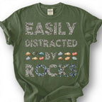 Easily Distracted By Rocks Shirt, Geology Mineral Stone Pattern Tee, Rock Collector Humor T-Shirt, Rockhound Earth Science Lover Gift
