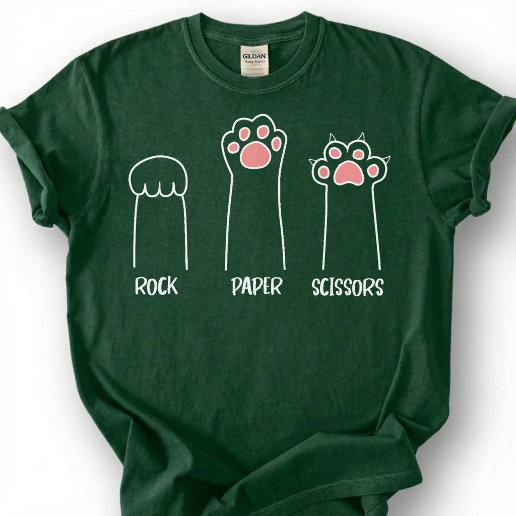 Rock Paper Scissors Cat Paw Shirt, Kitten Hand Game Humor Tee, Feline Lover T-Shirt, Pet Owner Gift For Him Her, Minimalist Animal Design
