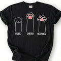 Rock Paper Scissors Cat Paw Shirt, Kitten Hand Game Humor Tee, Feline Lover T-Shirt, Pet Owner Gift For Him Her, Minimalist Animal Design