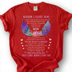 Broken Heart When I Lost You Shirt, Colorful Angel Wing Memorial Tee, Grieving Heartache Remembrance T-Shirt, Missing Loved One Tribute Top