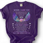 Broken Heart When I Lost You Shirt, Colorful Angel Wing Memorial Tee, Grieving Heartache Remembrance T-Shirt, Missing Loved One Tribute Top