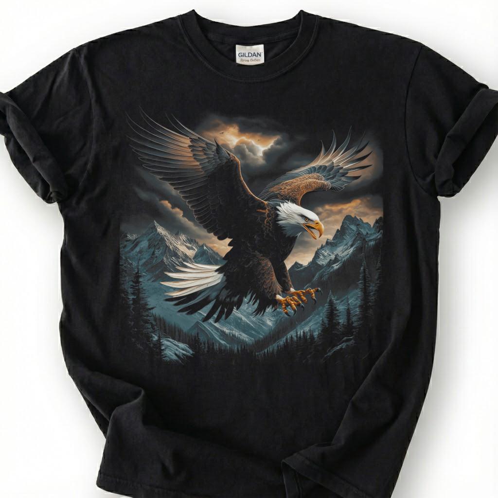 Bald Eagle Mountain Shirt, Majestic Wildlife Bird Tee, Nature Forest Landscape Top, American Patriotic Apparel, Birdwatcher Hiker Gift