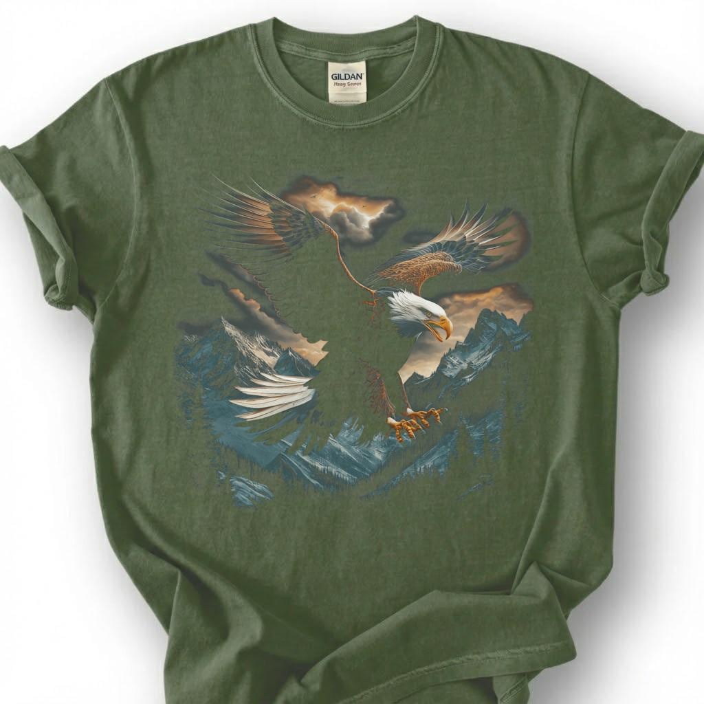 Bald Eagle Mountain Shirt, Majestic Wildlife Bird Tee, Nature Forest Landscape Top, American Patriotic Apparel, Birdwatcher Hiker Gift