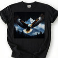 Bald Eagle Flying Over Mountains Shirt, Majestic Wildlife Bird Tee, Snowy Forest Landscape Top, Nature Photography Apparel, Birdwatcher Gift