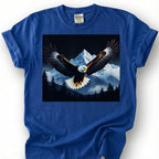 Bald Eagle Flying Over Mountains Shirt, Majestic Wildlife Bird Tee, Snowy Forest Landscape Top, Nature Photography Apparel, Birdwatcher Gift