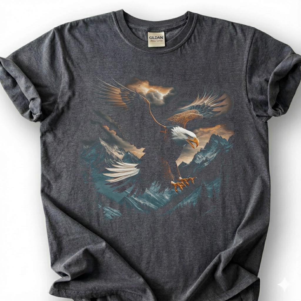 Bald Eagle Mountain Shirt, Majestic Wildlife Bird Tee, Nature Forest Landscape Top, American Patriotic Apparel, Birdwatcher Hiker Gift
