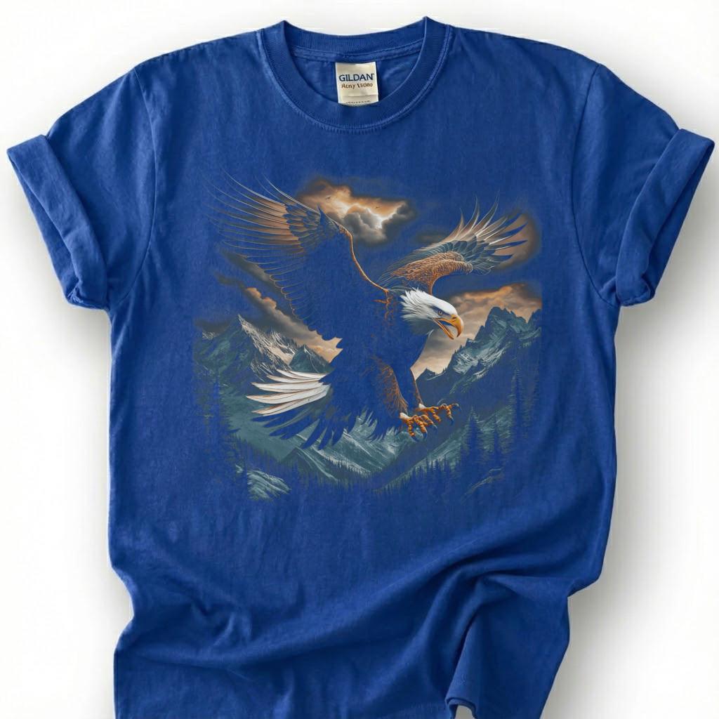 Bald Eagle Mountain Shirt, Majestic Wildlife Bird Tee, Nature Forest Landscape Top, American Patriotic Apparel, Birdwatcher Hiker Gift