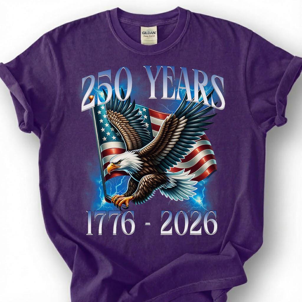 250 Years 1776 2026 America Shirt, Patriotic Bald Eagle Flag Tee, USA Semiquincentennial Top, Independence Day Apparel, July 4th Mens Gift