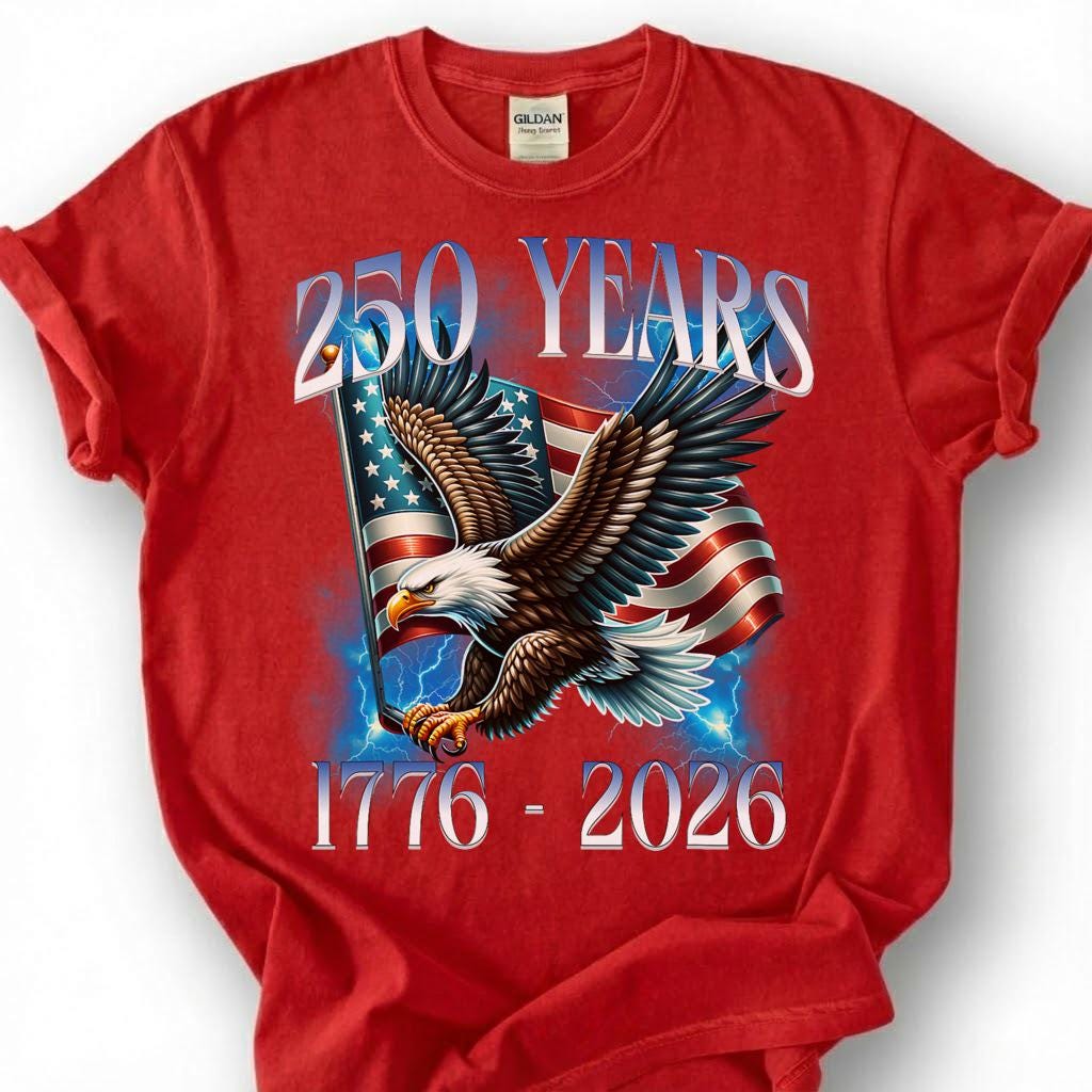 250 Years 1776 2026 America Shirt, Patriotic Bald Eagle Flag Tee, USA Semiquincentennial Top, Independence Day Apparel, July 4th Mens Gift