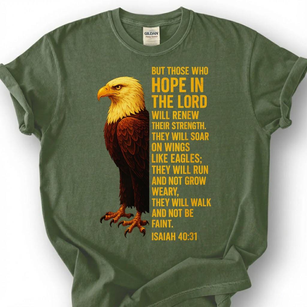 Hope In The Lord Isaiah 40:31 Shirt, Christian Bald Eagle Tee, Soar On Wings Like Eagles Top, Faith Bible Verse Apparel, Easter Sunday Gift